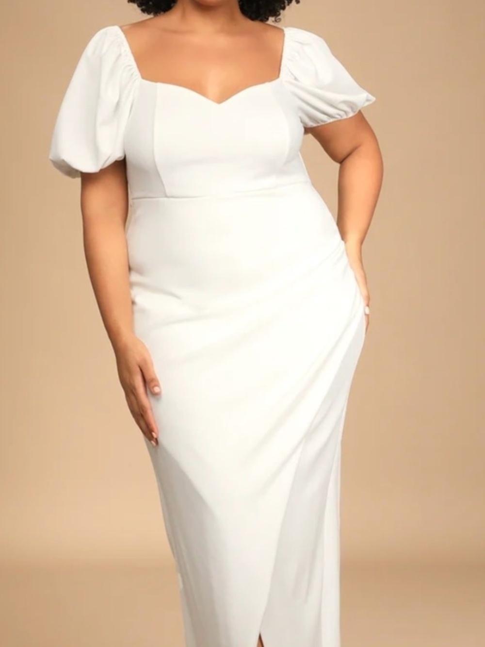 NWT Lulus No Greater Love White Puff Sleeve Maxi Wedding Dress
